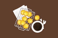 Homemade egg tarts background, baking illustration