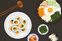 Korean food background, Asian cuisine illustration