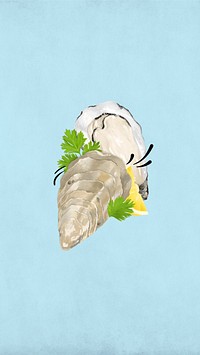 Fresh oyster iPhone wallpaper, seafood illustration