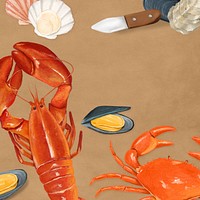 Seafood boils background, lobster, crab illustration