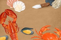 Seafood boils background, lobster, crab illustration