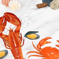 Seafood boils background, lobster, crab illustration