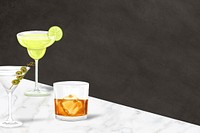 Cocktail drinks background, alcoholic beverage illustration