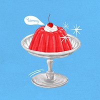 Red jello pudding, dessert illustration