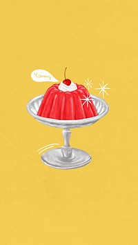 Red jello pudding iPhone wallpaper, dessert illustration