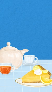 Lemon cheesecake iPhone wallpaper, dessert illustration