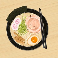 Ramen noodle, Japanese food illustration