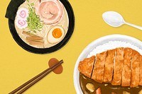 Japanese food background, ramen noodle illustration