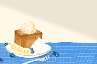 Banana honey toast background, dessert illustration