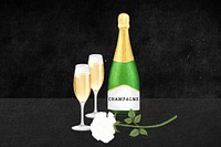 Champagne glasses background, alcoholic drinks illustration