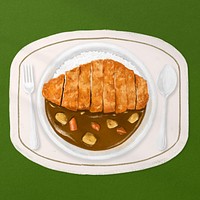 Japanese curry with pork cutlets food illustration