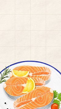 Salmon steak iPhone wallpaper, food border