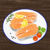 Salmon steaks, seafood illustration