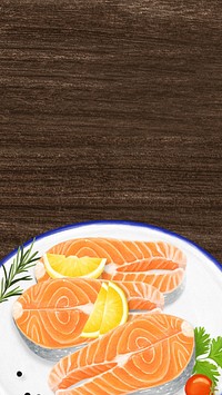 Salmon steak iPhone wallpaper, food border