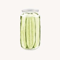 Jar of pickles, vegetable food illustration