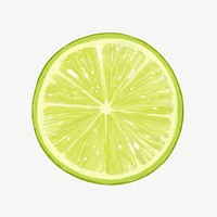 Lime slice, fruit collage element psd 