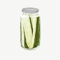 Jar of pickles, vegetable food illustration psd