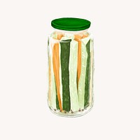 Jar of pickles, vegetable food illustration