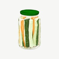 Jar of pickles, vegetable food illustration psd