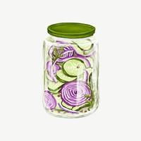 Jar of onions, vegetable illustration psd