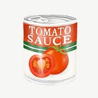 Canned tomato sauce, food illustration psd