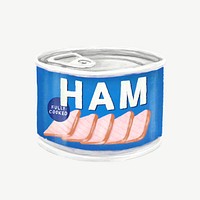 Canned ham, food illustration psd