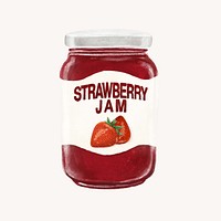 Strawberry jam jar, bread spread illustration