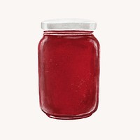 Strawberry jam jar, bread spread illustration