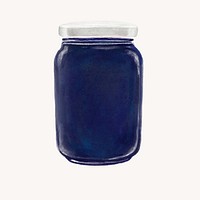 Blueberry jam jar, bread spread illustration