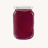 Mixed berry jam jar, bread spread illustration