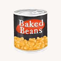 Canned baked beans, food illustration