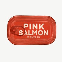 Canned salmon, food illustration psd