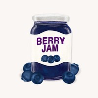 Blueberry jam jar, bread spread illustration