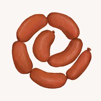 Sausage string, butchery food illustration