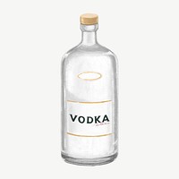 Bottle of vodka, alcoholic drinks collage element psd 