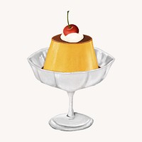 Custard pudding, dessert illustration