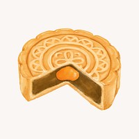 Chinese Mooncake, dessert food illustration