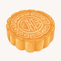 Chinese Mooncake, dessert food illustration