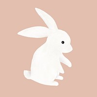 Cute white rabbit, animal collage element psd