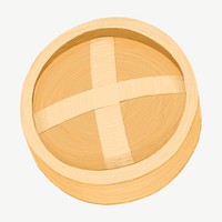 Dim sum bamboo basket, object collage element  psd