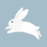 Cute white rabbit, animal collage element psd