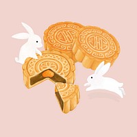 Chinese Mooncake, dessert food illustration