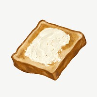 Buttered  toast, breakfast food collage element psd