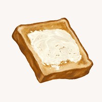 Buttered  toast, breakfast food illustration