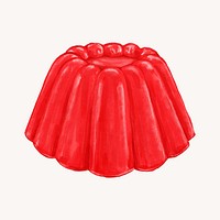 Red jello pudding, dessert illustration