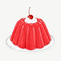 Red jello pudding, dessert collage element psd 