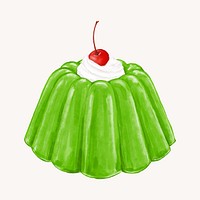 Green jello pudding, dessert illustration