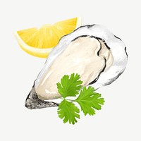 Fresh oyster, seafood collage element  psd