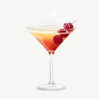 Sunset cocktail, alcoholic drinks collage element psd 