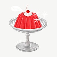 Red jello pudding, dessert collage element psd 